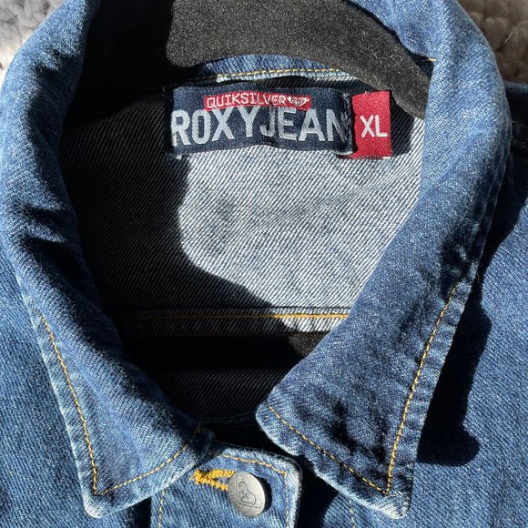 Roxy X Quiksilver Collaboration Classic Blue Denim Jean Jacket! Women XL - Picture 6 of 12